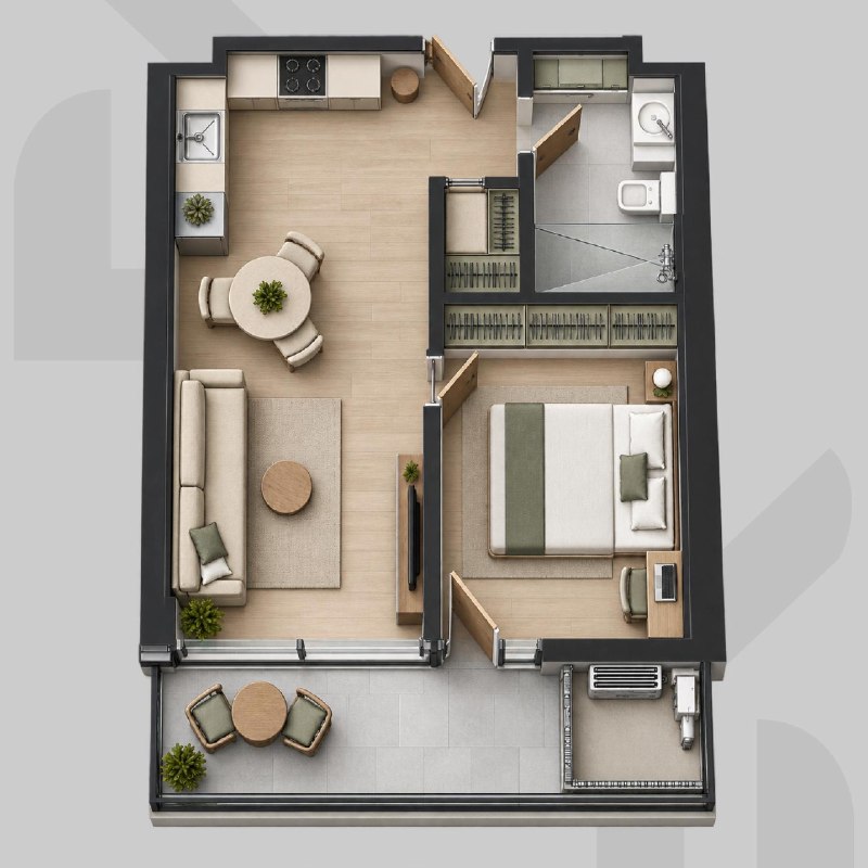 Продаётся 1-bedroom в VR Krtsanisi Resort Residence по переуступке — фото 1