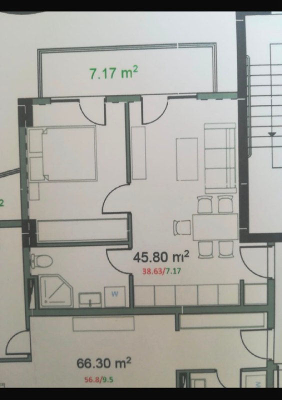 Apartment 45.8 m², 2 rooms — photo 1