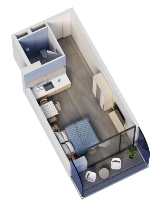 Apartment 29.3 m², studio — photo 2