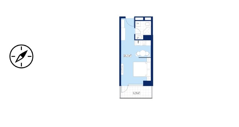 Apartment 30 m², studio — photo 1