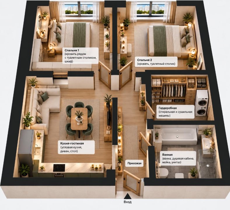 Apartment 65 m², 3 rooms — photo 1