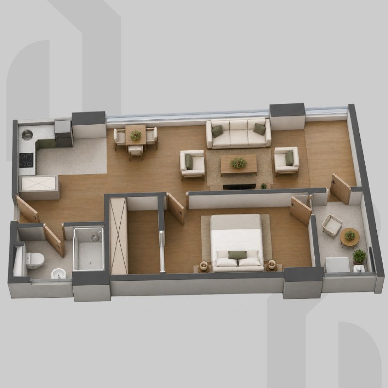 Квартира 64.96 м², 2 комн. — фото 1